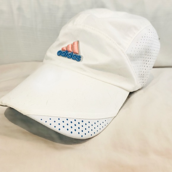 ADIDAS WOMENS RUNNING HAT- WHITE PINK BLUE O/S - Picture 2 of 4